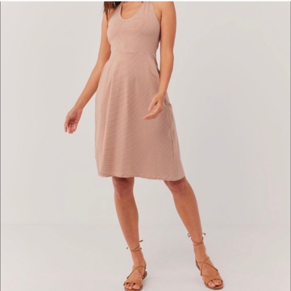 PACT Halter Stripe Fit & Flare Dress NWOT Size Medium